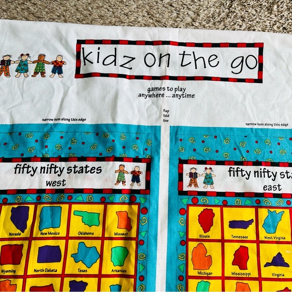 Fabric Panel Kidz on the Go Fifty Nifty States Games to Play Car Travel Children - Picture 4 of 7